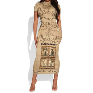 Black Cowboy Short Sleeve Bodycon Dress African American Black History Western Grunge - African Pride