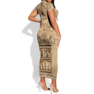 Black Cowboy Short Sleeve Bodycon Dress African American Black History Western Grunge - African Pride
