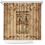 Black Cowboy Shower Curtain African American Black History Western Grunge - African Pride