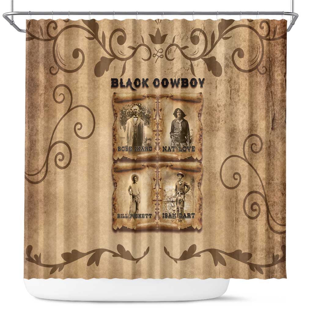 Black Cowboy Shower Curtain African American Black History Western Grunge - African Pride