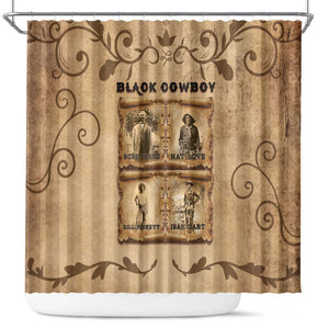 Black Cowboy Shower Curtain African American Black History Western Grunge - African Pride