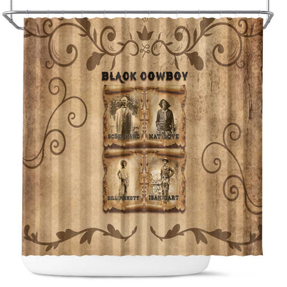 Black Cowboy Shower Curtain African American Black History Western Grunge - African Pride