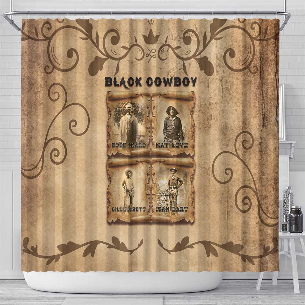 Black Cowboy Shower Curtain African American Black History Western Grunge - African Pride