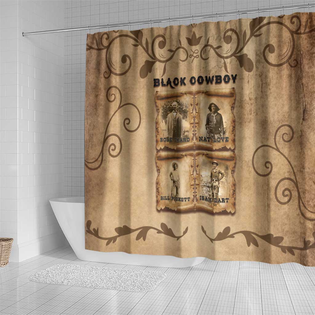 Black Cowboy Shower Curtain African American Black History Western Grunge - African Pride