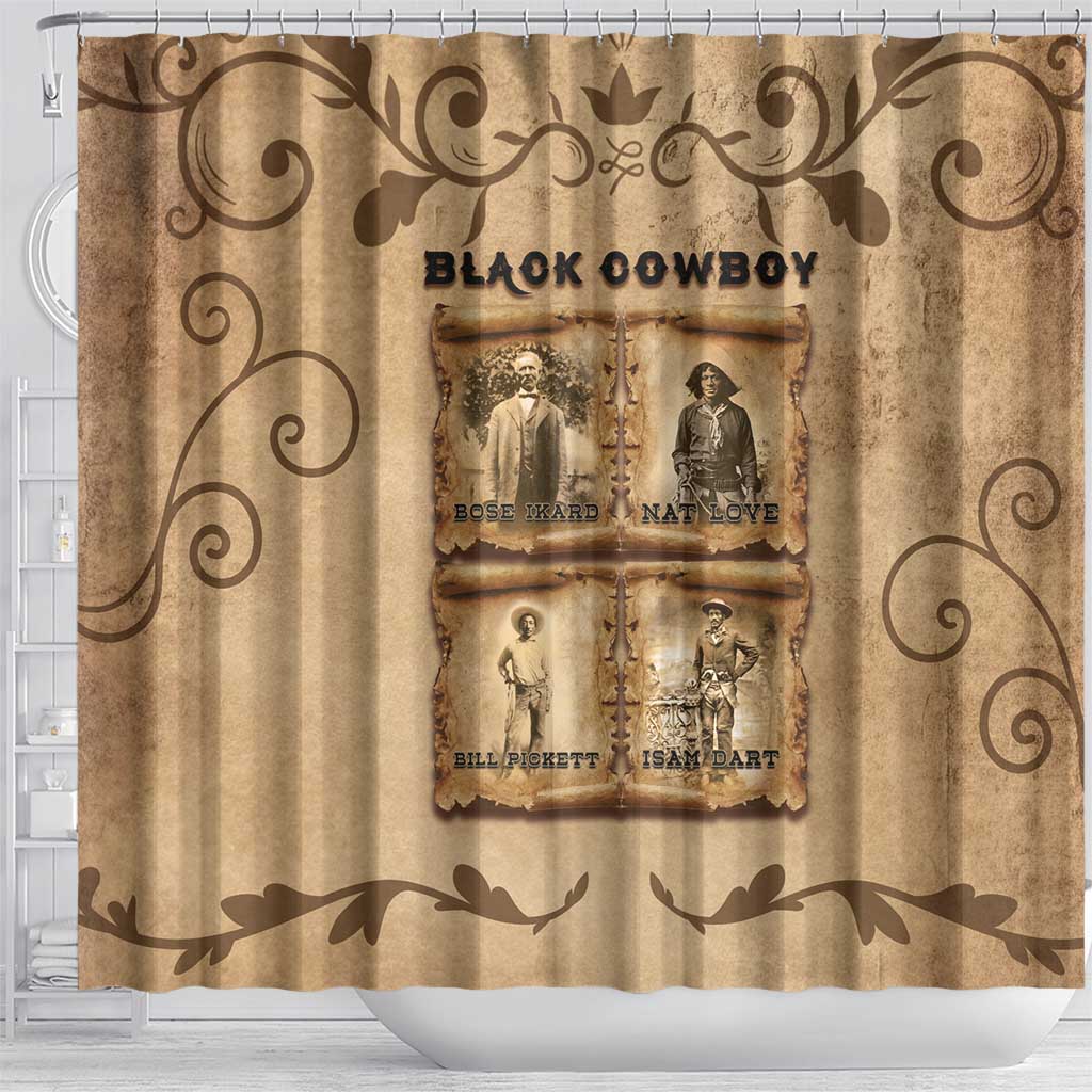 Black Cowboy Shower Curtain African American Black History Western Grunge - African Pride