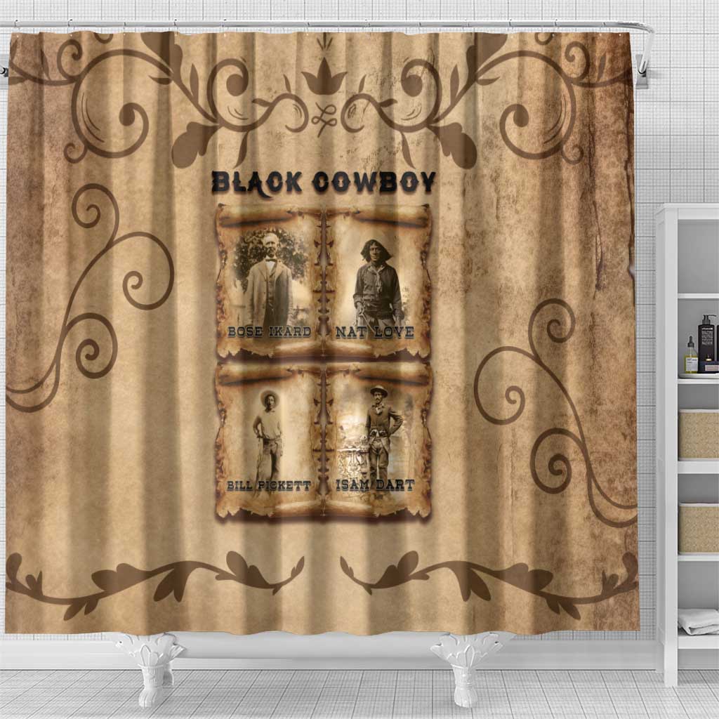Black Cowboy Shower Curtain African American Black History Western Grunge - African Pride