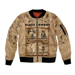 Black Cowboy Sleeve Zip Bomber Jacket African American Black History Western Grunge - African Pride