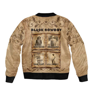 Black Cowboy Sleeve Zip Bomber Jacket African American Black History Western Grunge - African Pride