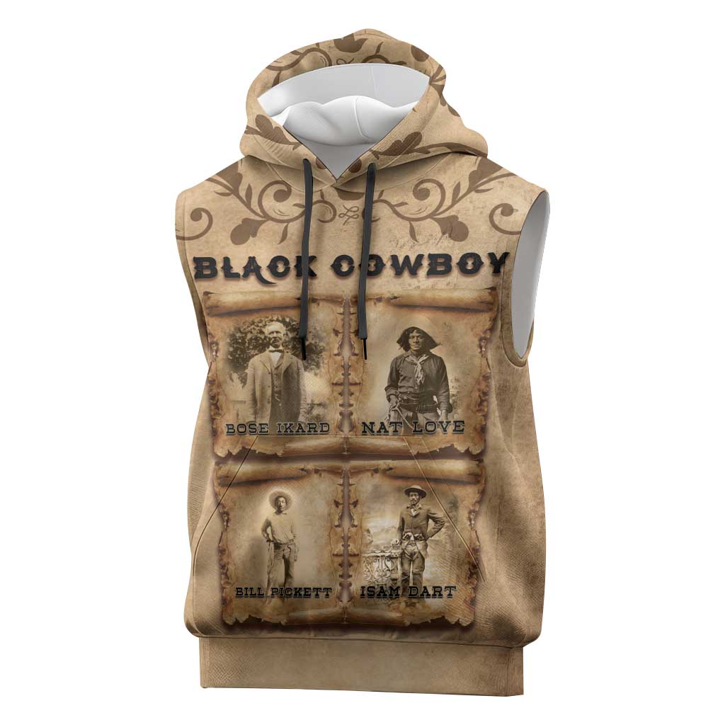 Black Cowboy Sleeveless Hoodie African American Black History Western Grunge - African Pride