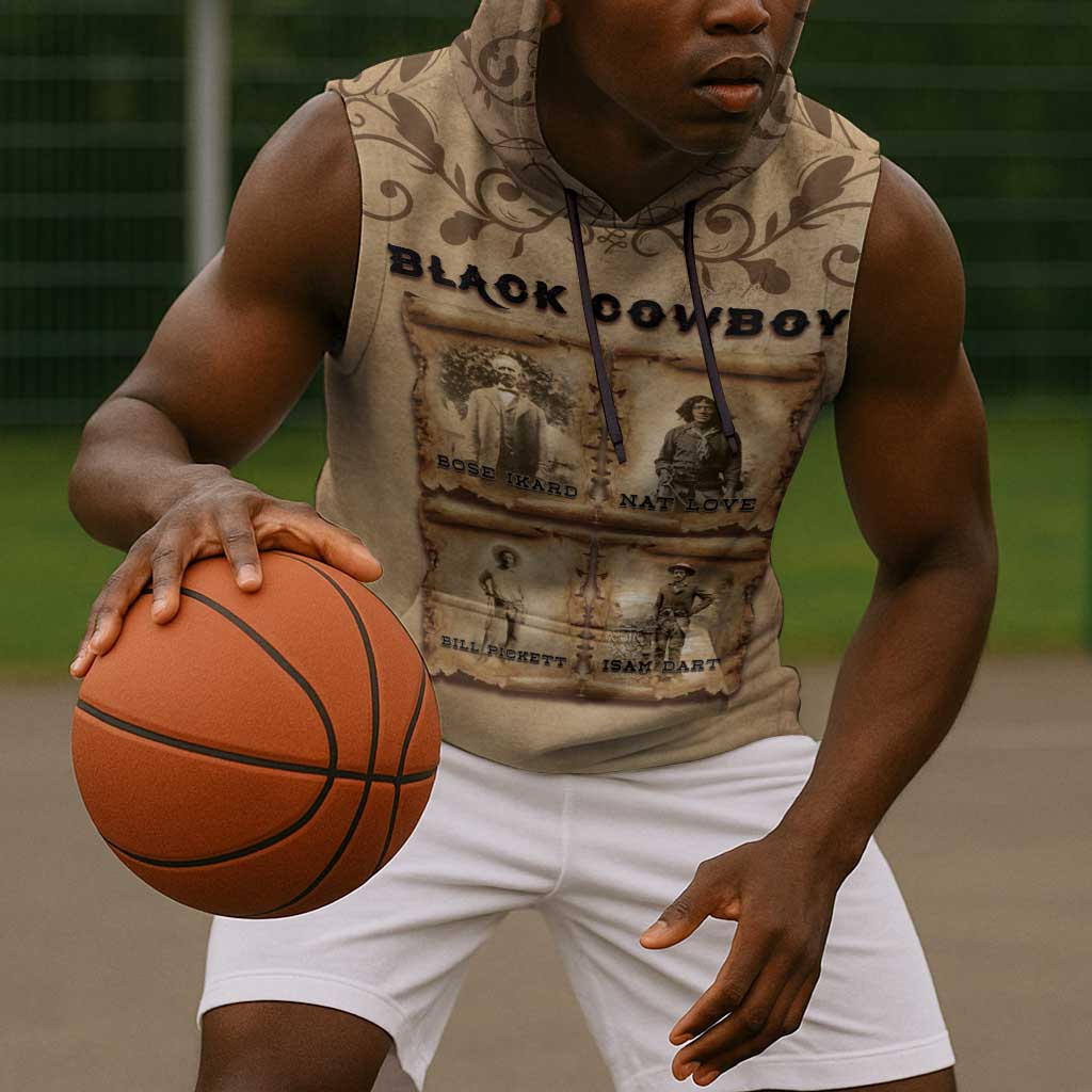 Black Cowboy Sleeveless Hoodie African American Black History Western Grunge - African Pride