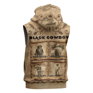 Black Cowboy Sleeveless Zip Hoodie African American Black History Western Grunge - African Pride