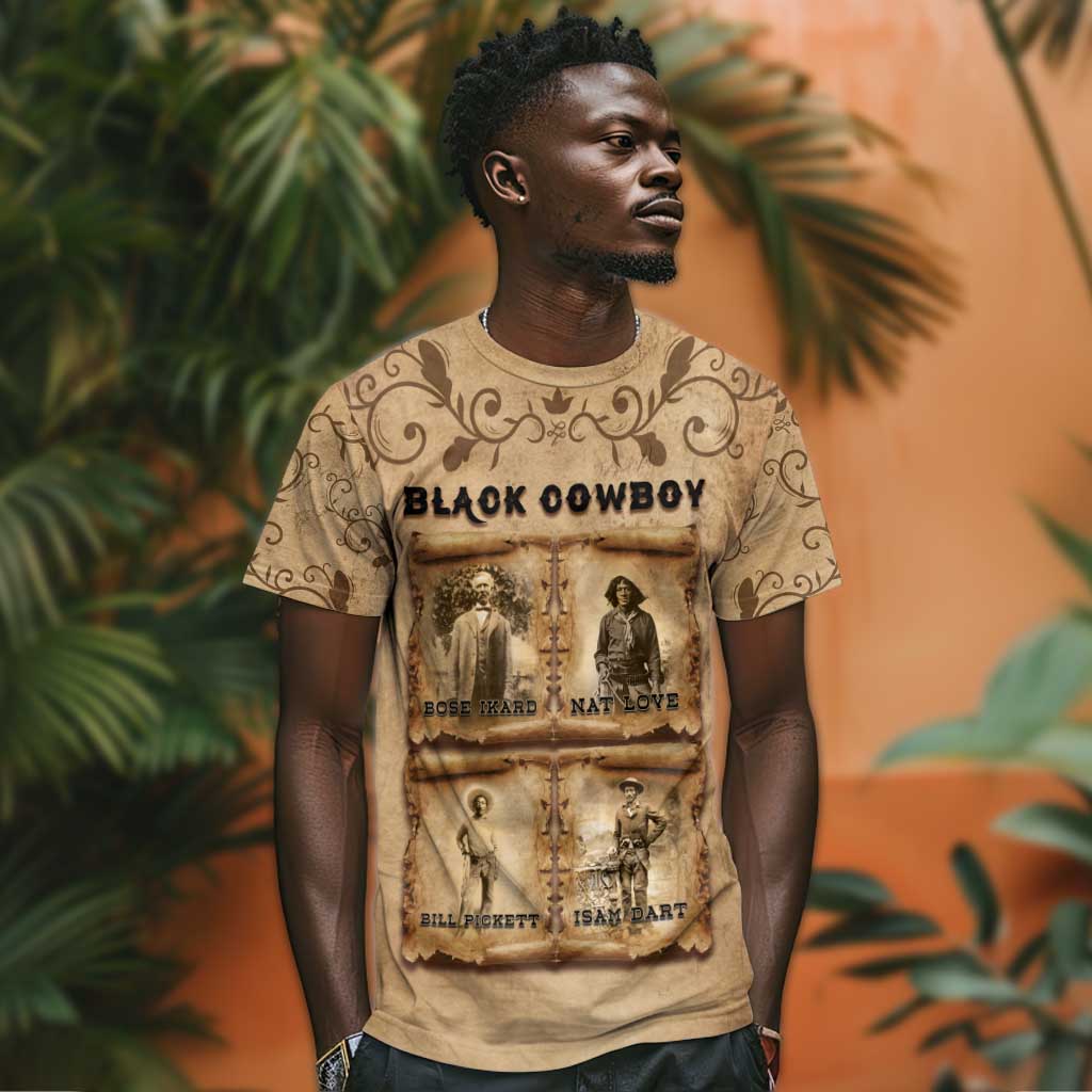 Black Cowboy T shirt African American Black History Western Grunge - African Pride