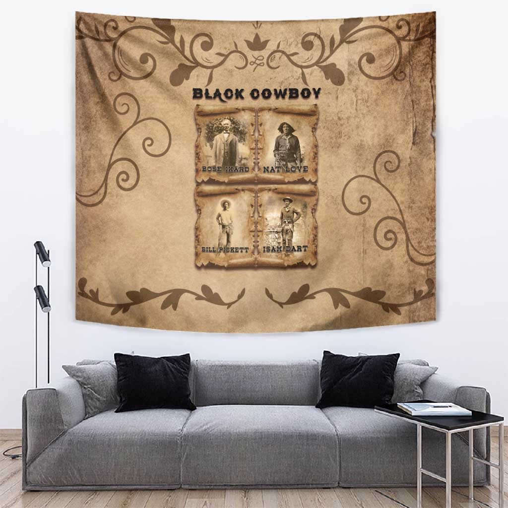 Black Cowboy Tapestry African American Black History Western Grunge - African Pride