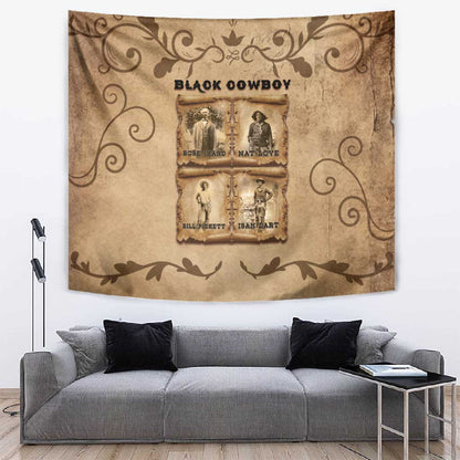 Black Cowboy Tapestry African American Black History Western Grunge - African Pride