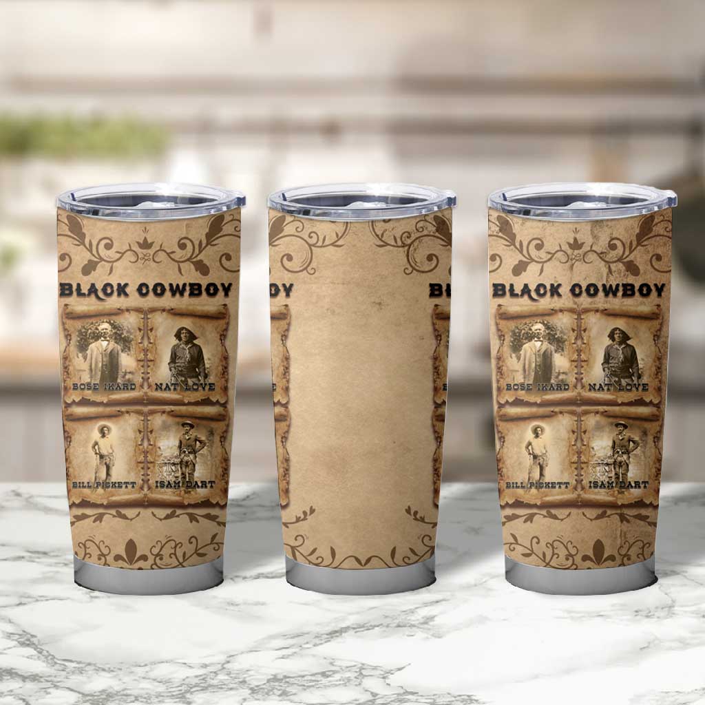 Black Cowboy Tumbler Cup African American Black History Western Grunge - African Pride