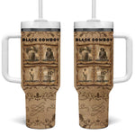 Black Cowboy Tumbler With Handle African American Black History Western Grunge - African Pride