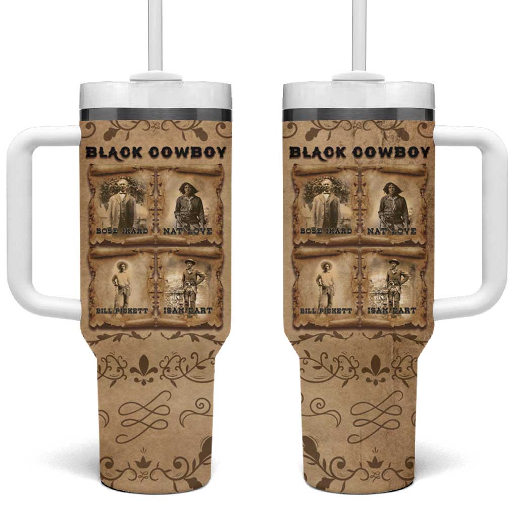Black Cowboy Tumbler With Handle African American Black History Western Grunge - African Pride