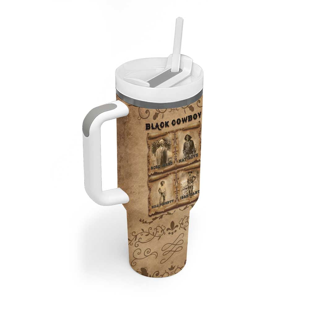 Black Cowboy Tumbler With Handle African American Black History Western Grunge - African Pride