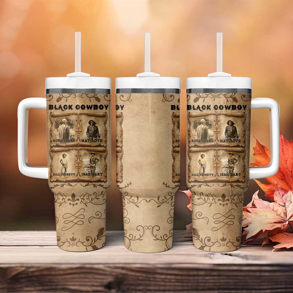Black Cowboy Tumbler With Handle African American Black History Western Grunge - African Pride