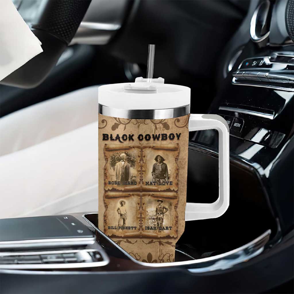 Black Cowboy Tumbler With Handle African American Black History Western Grunge - African Pride