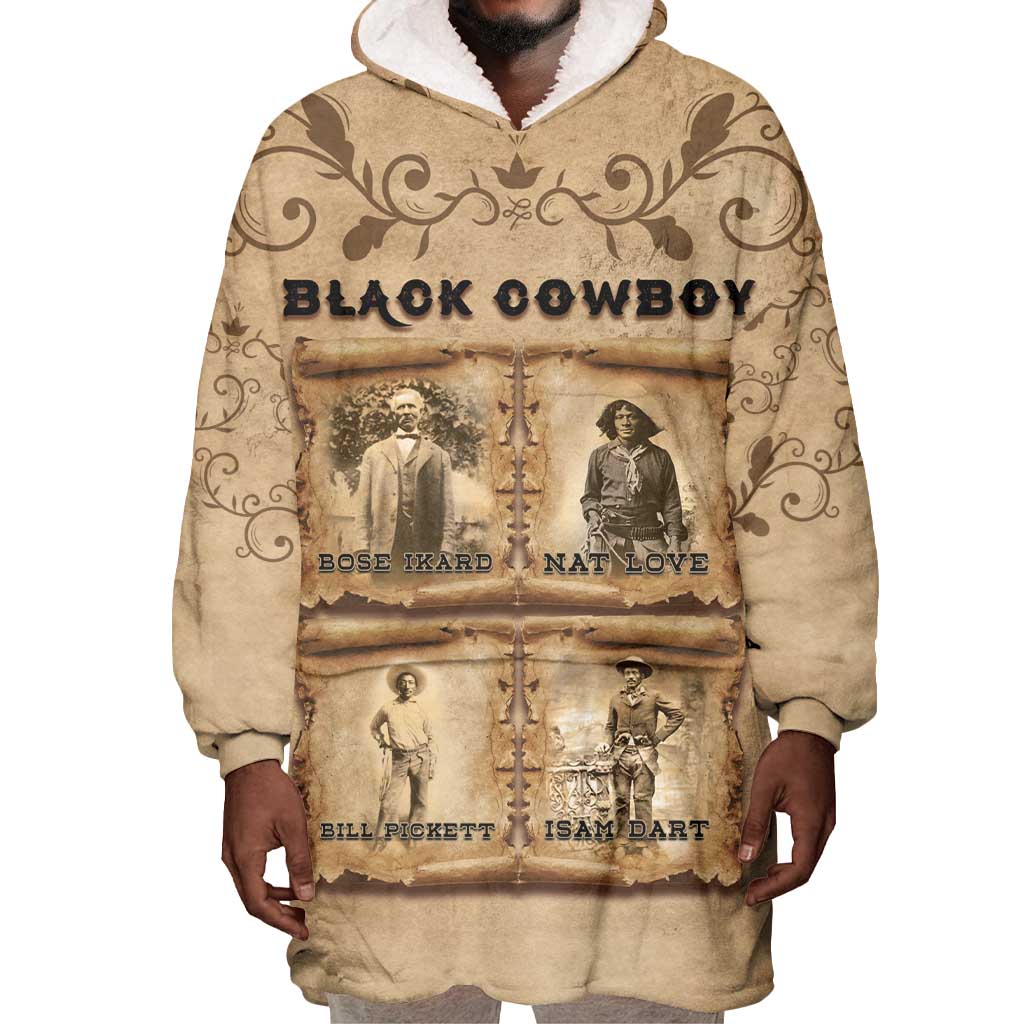 Black Cowboy Wearable Blanket Hoodie African American Black History Western Grunge - African Pride
