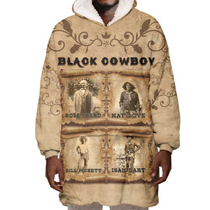 Black Cowboy Wearable Blanket Hoodie African American Black History Western Grunge - African Pride