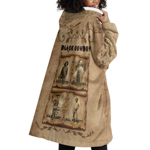 Black Cowboy Wearable Blanket Hoodie African American Black History Western Grunge - African Pride