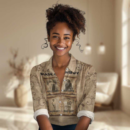 Black Cowboy Women Casual Shirt African American Black History Western Grunge - African Pride