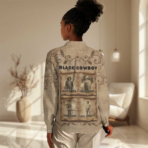 Black Cowboy Women Casual Shirt African American Black History Western Grunge - African Pride