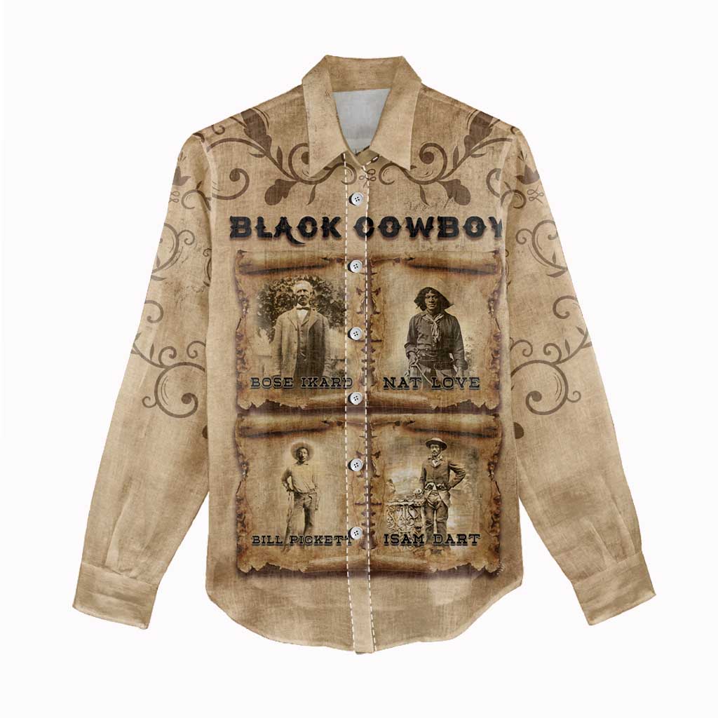 Black Cowboy Women Casual Shirt African American Black History Western Grunge - African Pride