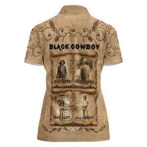 Black Cowboy Women Polo Shirt African American Black History Western Grunge - African Pride