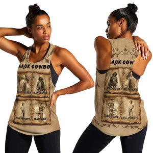 Black Cowboy Women Racerback Tank African American Black History Western Grunge - African Pride