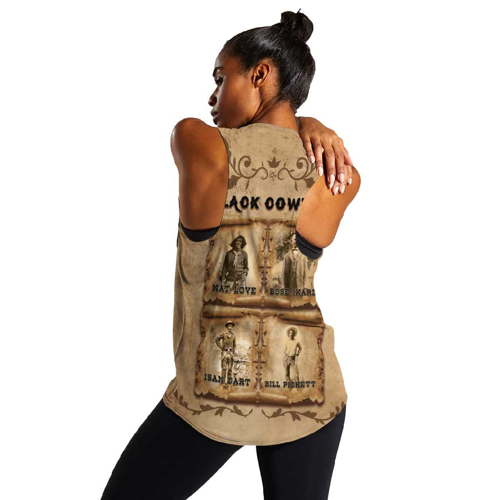 Black Cowboy Women Racerback Tank African American Black History Western Grunge - African Pride