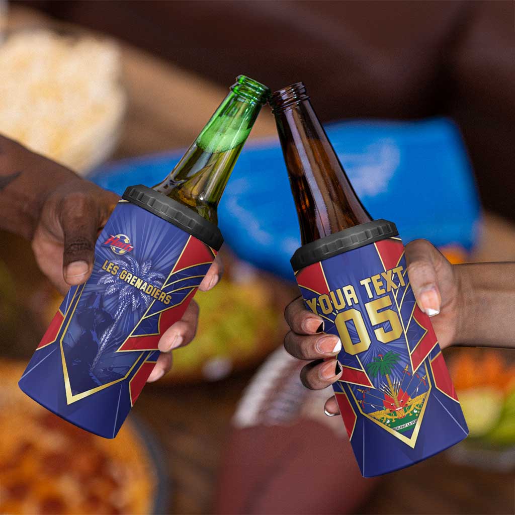 Custom Afro-Haitians Football 4 in 1 Can Cooler Tumbler Haitian Palm Tree Unique Style