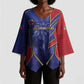 Custom Afro-Haitians Football Kimono Sleeve Blouse Haitian Palm Tree Unique Style