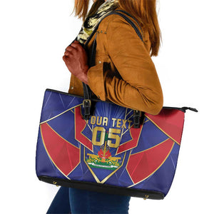 Custom Afro-Haitians Football Leather Tote Bag Haitian Palm Tree Unique Style