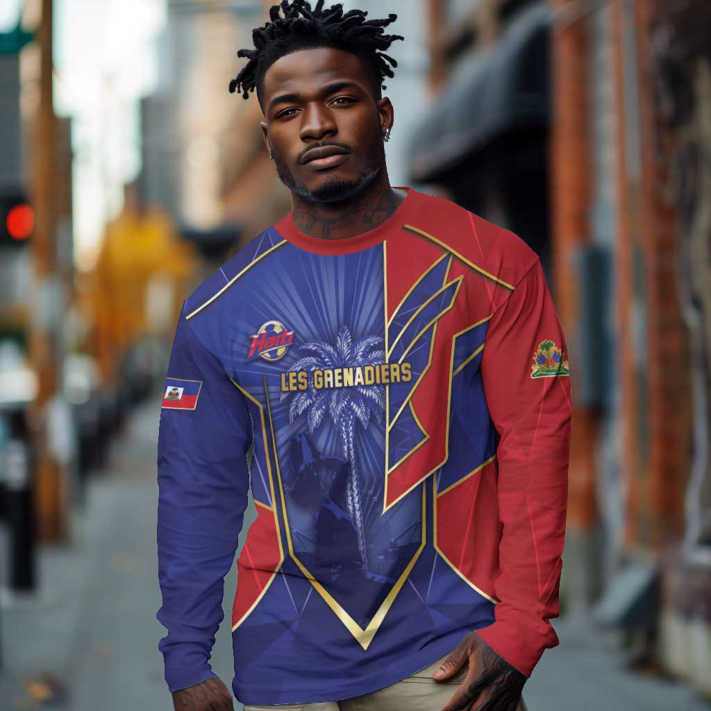 Custom Afro-Haitians Football Long Sleeve Shirt Haitian Palm Tree Unique Style