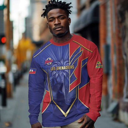 Custom Afro-Haitians Football Long Sleeve Shirt Haitian Palm Tree Unique Style