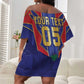 Custom Afro-Haitians Football Off Shoulder Short Dress Haitian Palm Tree Unique Style