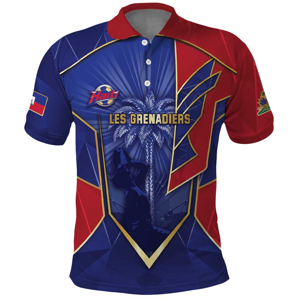 Custom Afro-Haitians Football Polo Shirt Haitian Palm Tree Unique Style