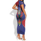Custom Afro-Haitians Football Short Sleeve Bodycon Dress Haitian Palm Tree Unique Style