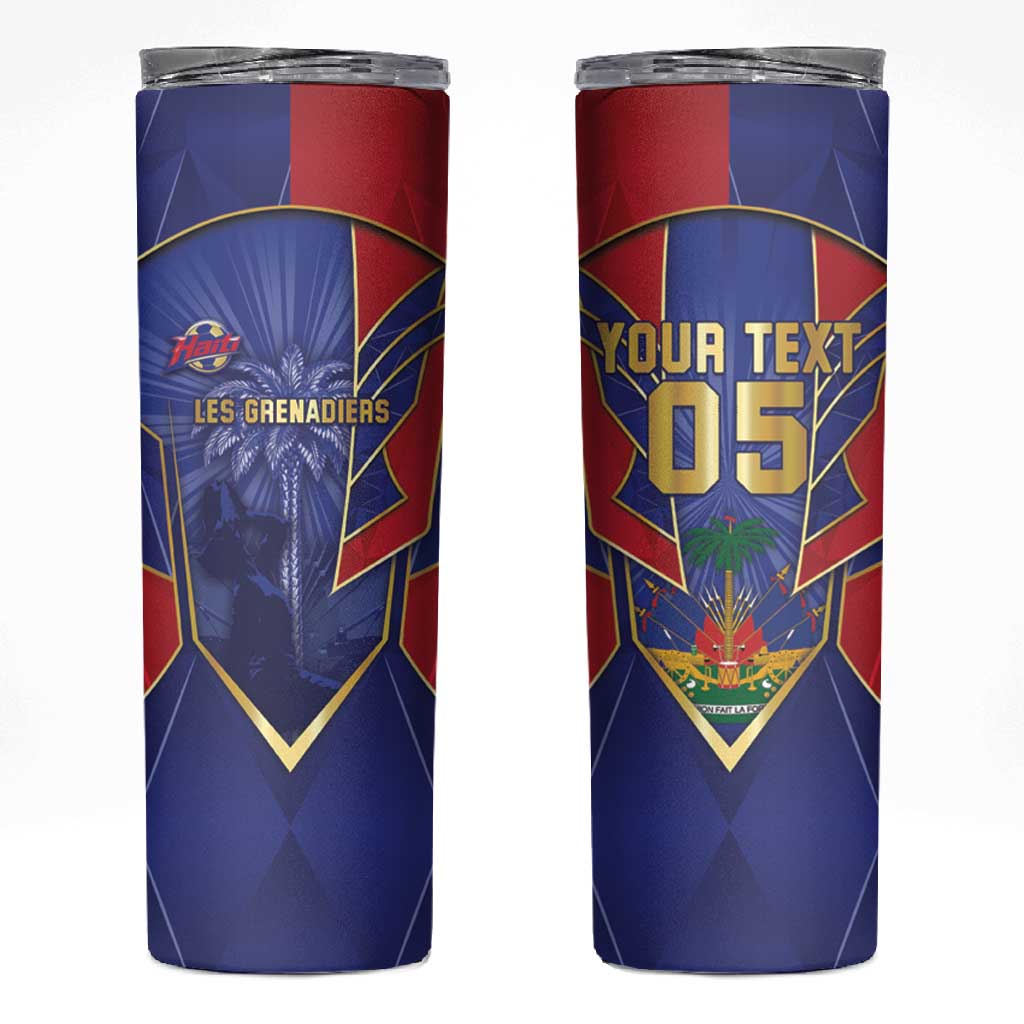 Custom Afro-Haitians Football Skinny Tumbler Haitian Palm Tree Unique Style