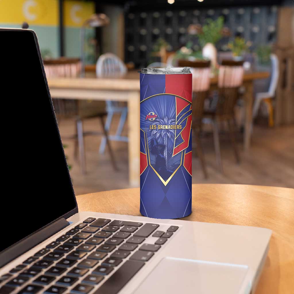 Custom Afro-Haitians Football Skinny Tumbler Haitian Palm Tree Unique Style