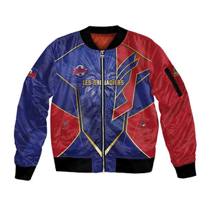 Custom Afro-Haitians Football Sleeve Zip Bomber Jacket Haitian Palm Tree Unique Style