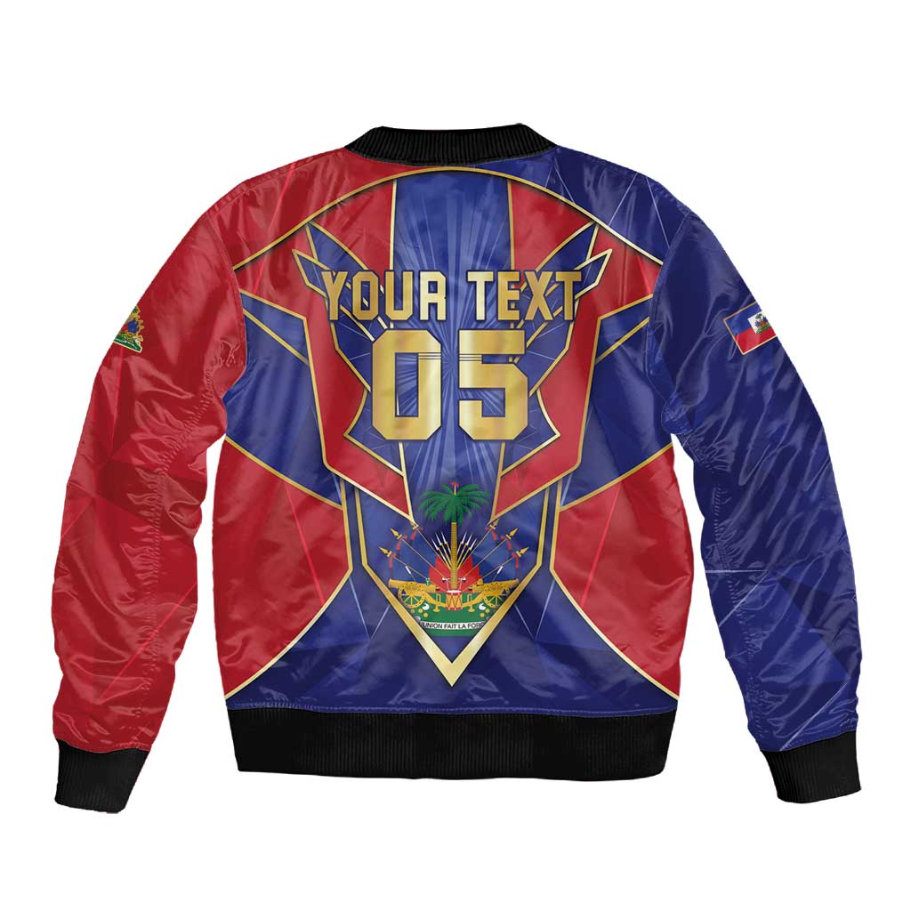 Custom Afro-Haitians Football Sleeve Zip Bomber Jacket Haitian Palm Tree Unique Style