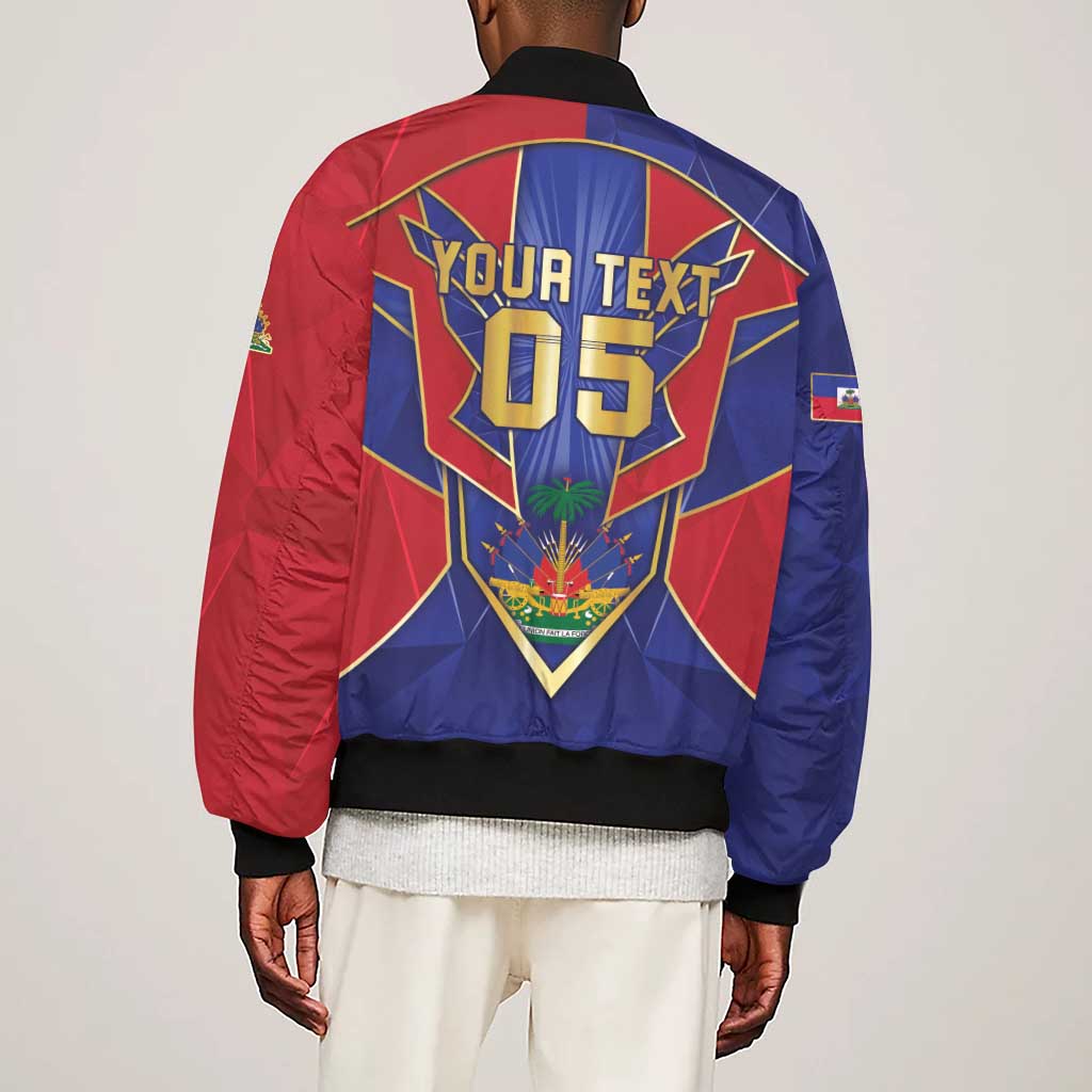 Custom Afro-Haitians Football Sleeve Zip Bomber Jacket Haitian Palm Tree Unique Style