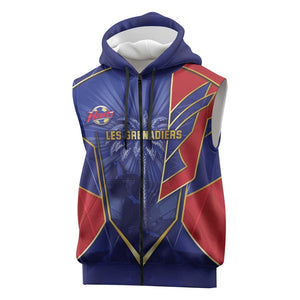 Custom Afro-Haitians Football Sleeveless Zip Hoodie Haitian Palm Tree Unique Style