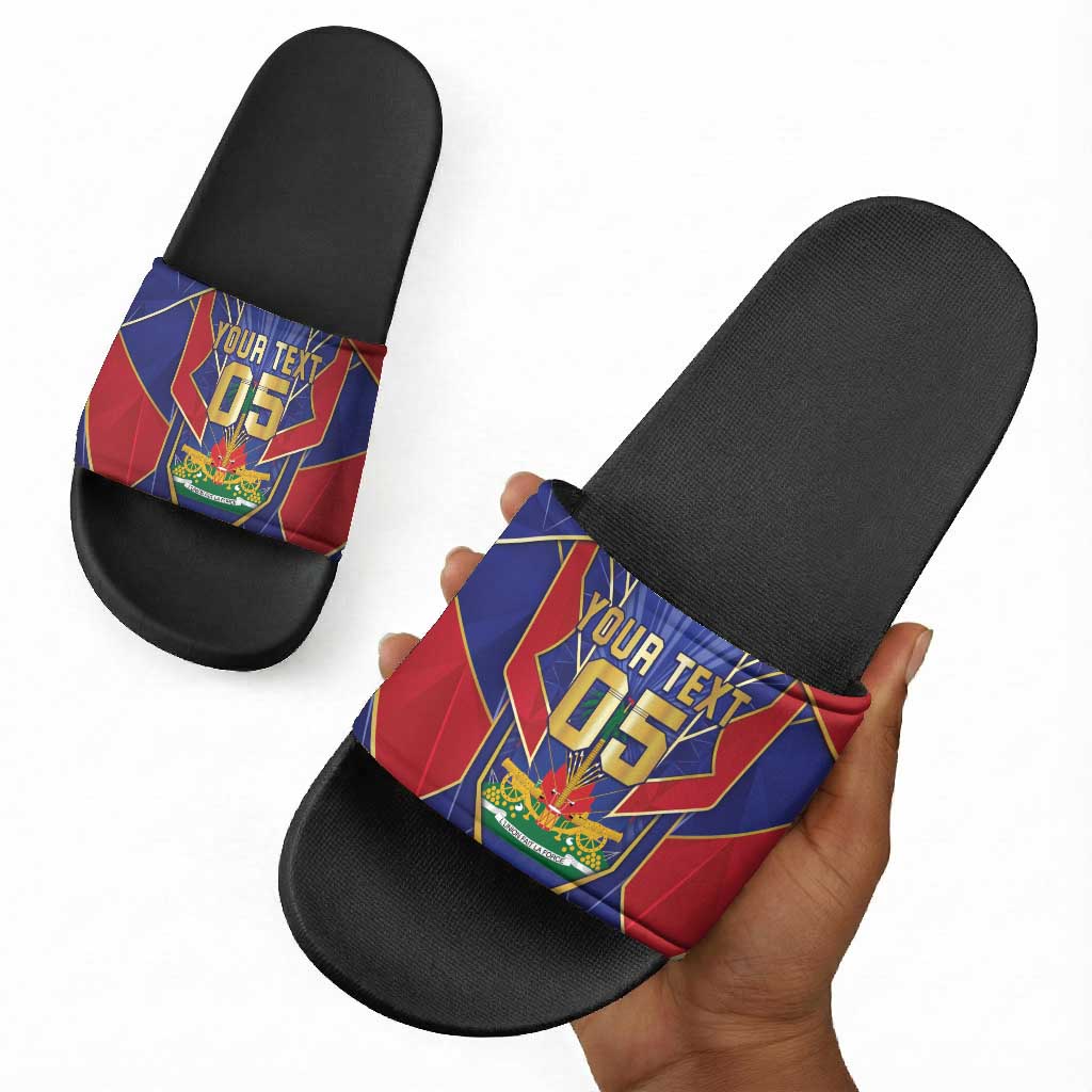 Custom Afro-Haitians Football Slide Sandals Haitian Palm Tree Unique Style