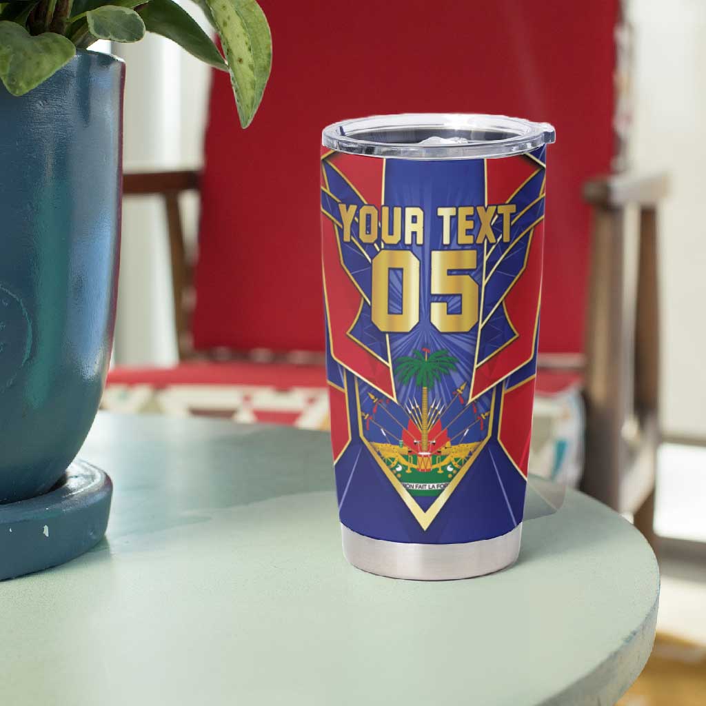Custom Afro-Haitians Football Tumbler Cup Haitian Palm Tree Unique Style