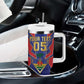 Custom Afro-Haitians Football Tumbler With Handle Haitian Palm Tree Unique Style